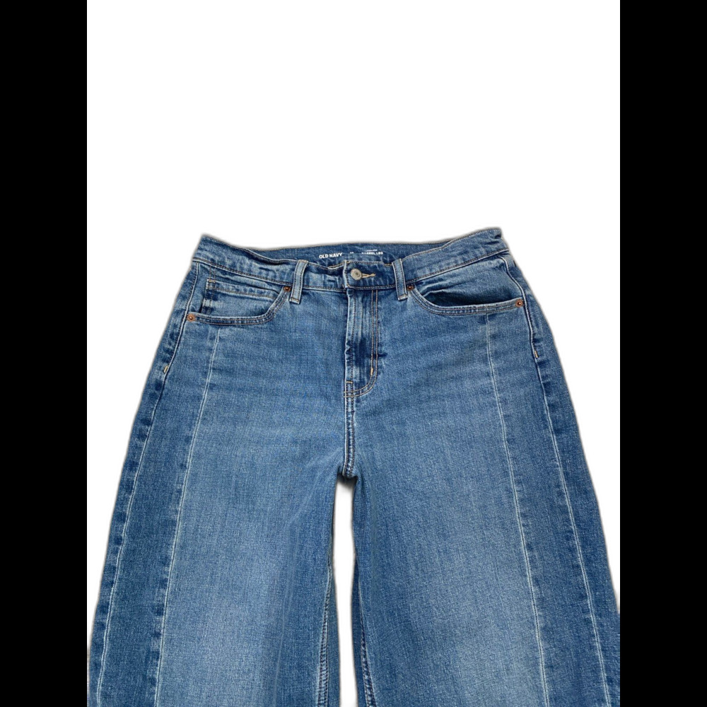 Old Navy High-Rise Barrel Leg Jeans Blue Denim Curved Tapered Pants Size 10 - Picture 3 of 9